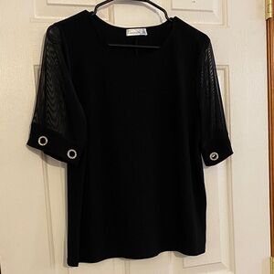89th & Madison Black Blouse with Sheer Sleeves